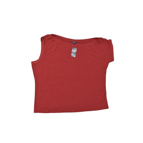 NEW Torrid Red Polyester Blouse Plus Size 2 Solid Short Sleeve Asymmetrical - Picture 1 of 6